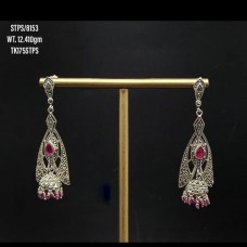 Oxidized 925 sterling silver ruby dangle earrings